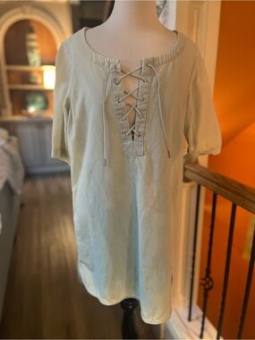 rag & bone Lace-Up Scoop Tunic in Sage Green